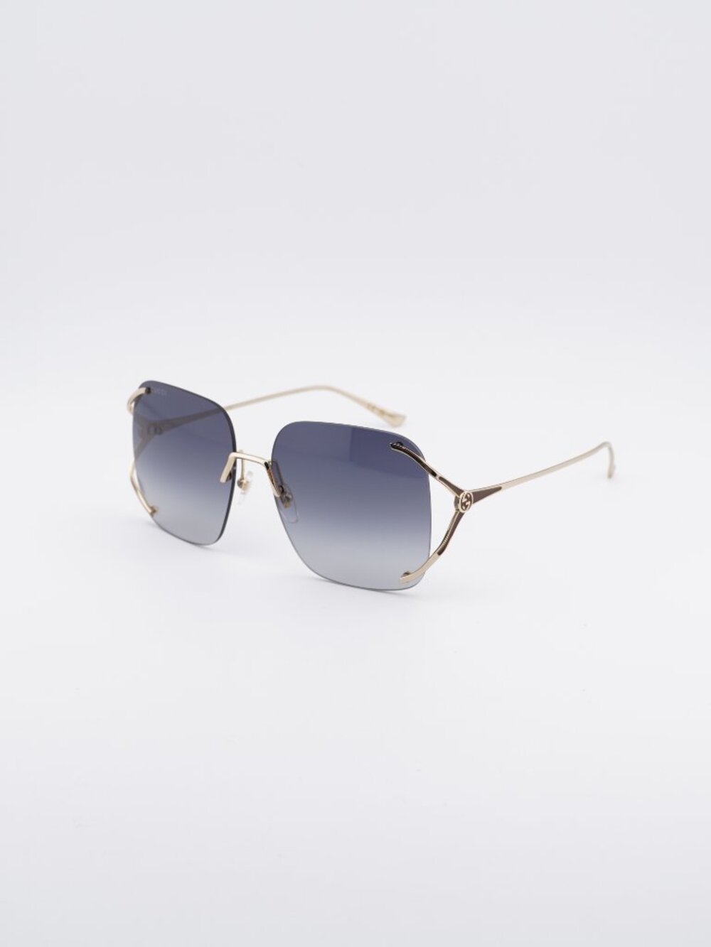 Gucci GG0646S 001 Sunglasses Gold Square Frame, Grey Lenses